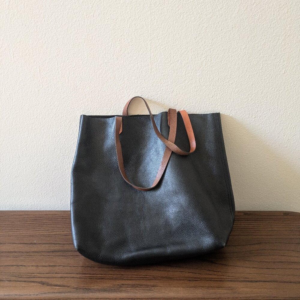Madewell The Transport Black Leather Tote